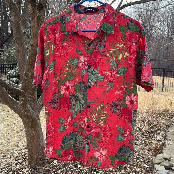 Men's Red Floral Hawaiian Shirt M - Picture 1 of 5